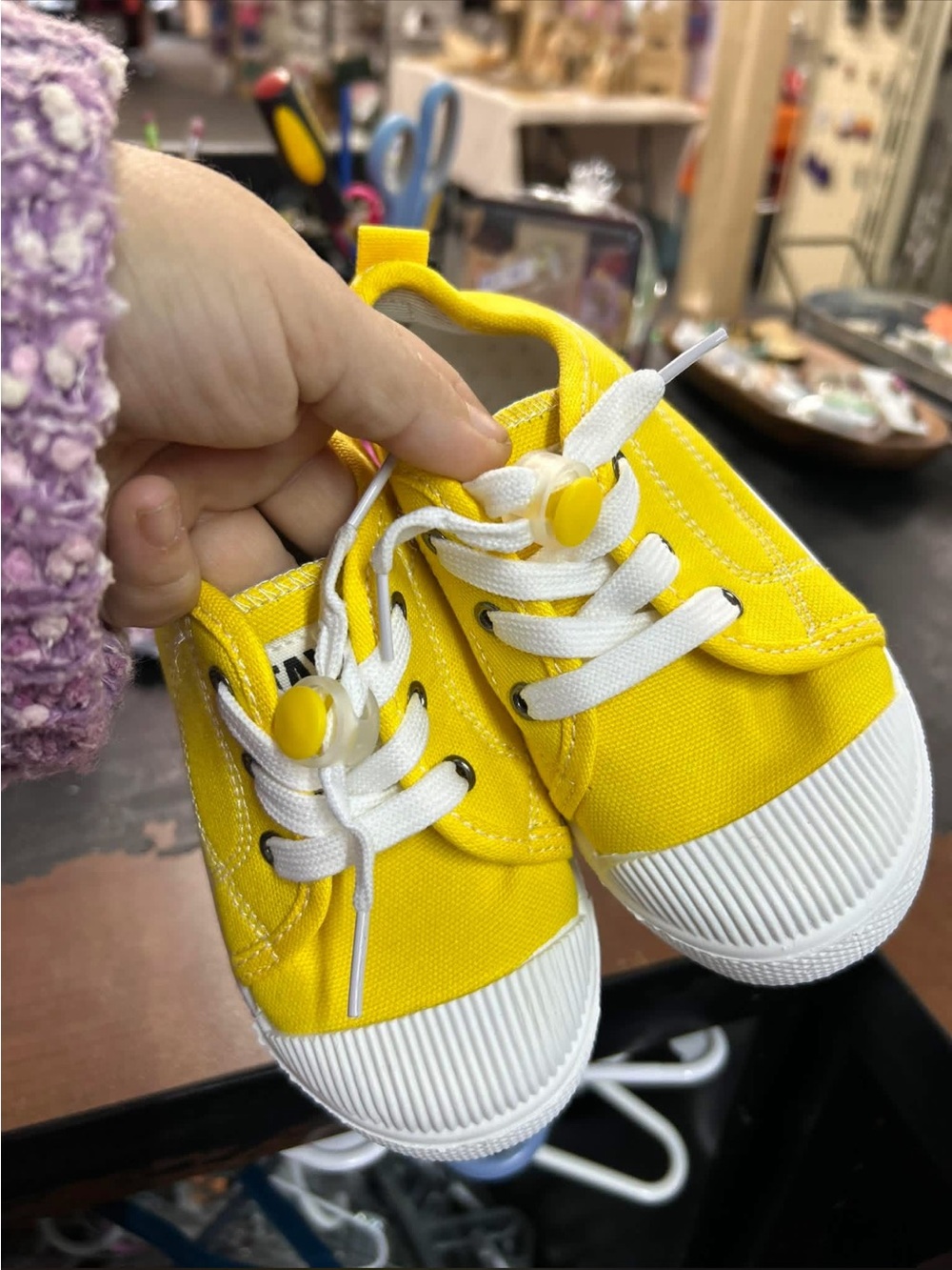 Kids Bright Yellow Canvas Sneakers with Easy-Tie Laces